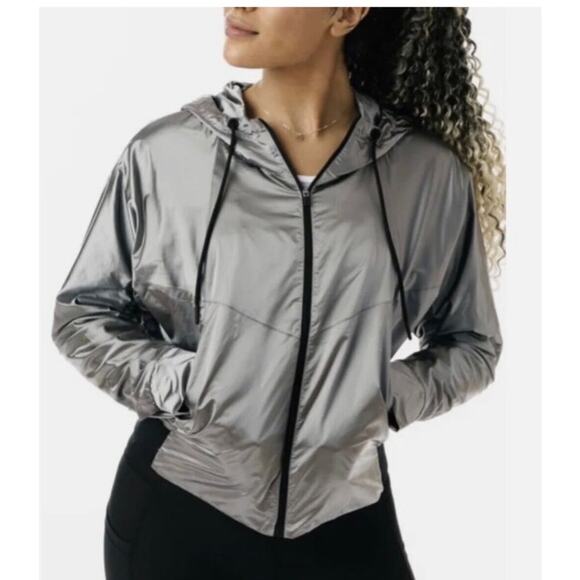 ZYIA Active Metallic Silver Windbreaker Jacket NWT - Picture 1 of 6